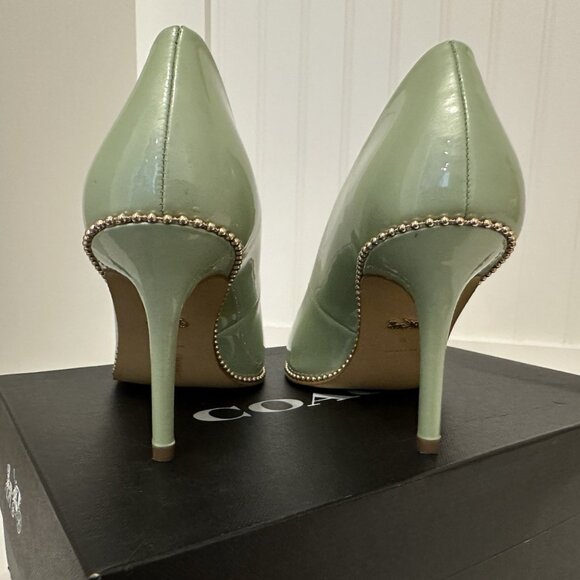 Coach Waverly Beaded Trim Pump Size 8 Pale Pistachio heels stiletto EUC / Box - Picture 4 of 6